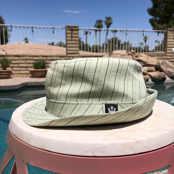 Goorin Bros Light Mint Green with Brown/Grey Striping Cotton Fedora S - Picture 2 of 9